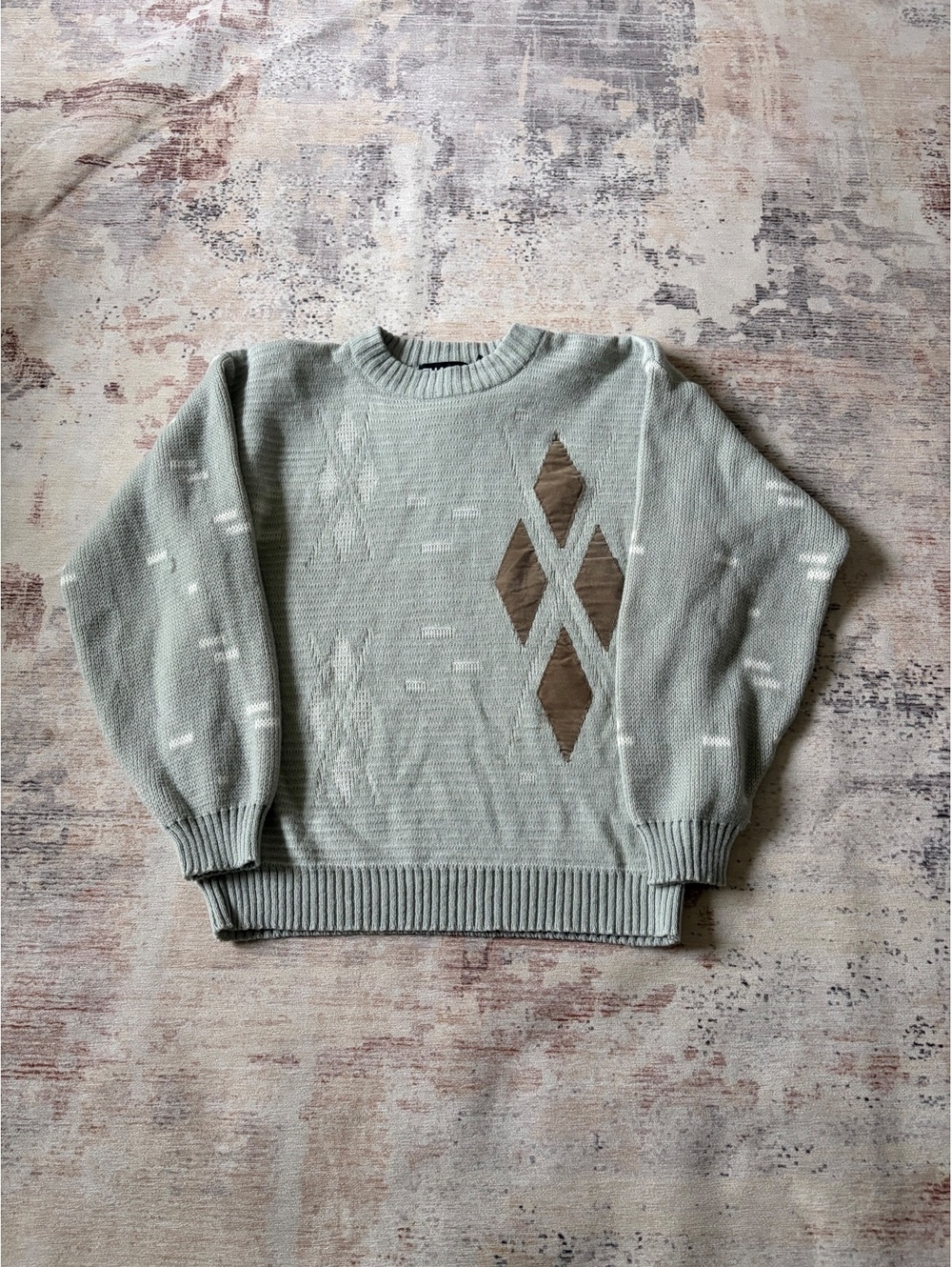 Chams vintage knitted light green sweater men’s medium mint
